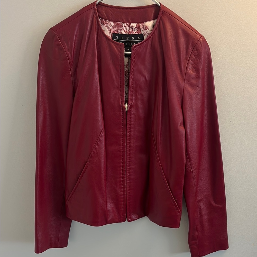 Siena Studio Red Leather Jacket Fitted Cropped